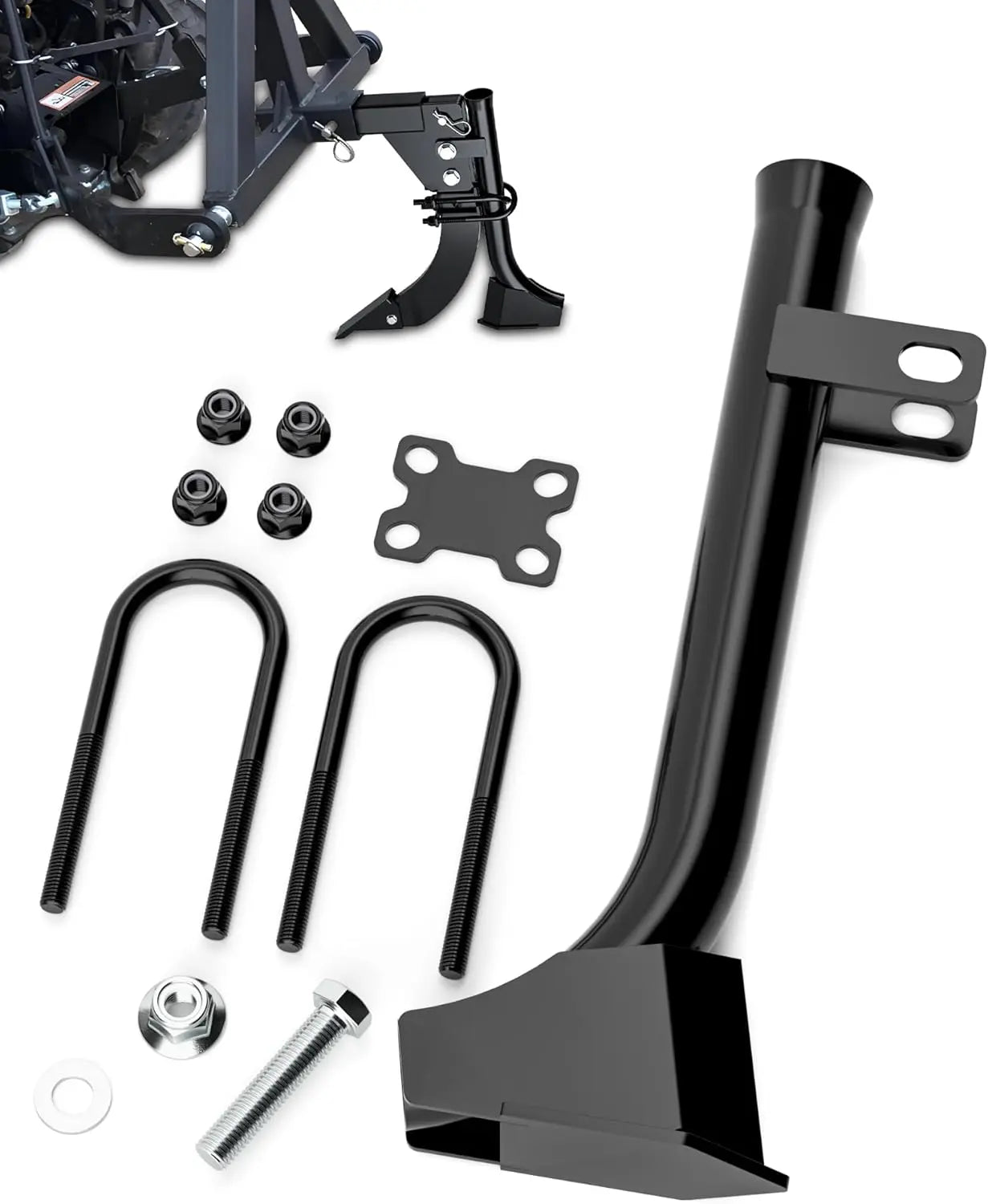 3-Point Hitch Pipe Layer Attachment – Fits Ripper Shank Plow, Light Duty Subsoiler for ATV/UTV/Tractor, Max 1.18" Dia, Includes 2 U-Bolts