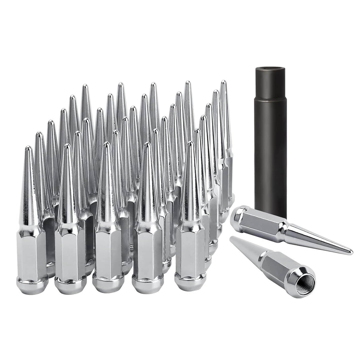 32pc 9/16-18 Spike Lug Nuts Set for 1994-2011 Dodge Ram 1500/2500/3500 & 1988-1998 Ford F250/F350