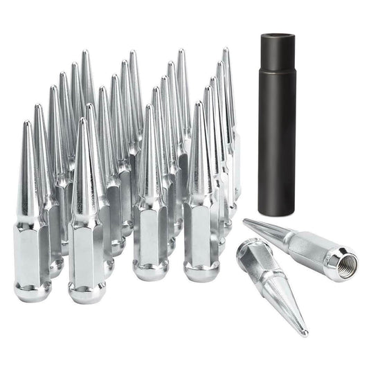 Spiked Lug Nuts M14x1.5 24pcs+1key Cone Seat For Chevy Ford Jeep