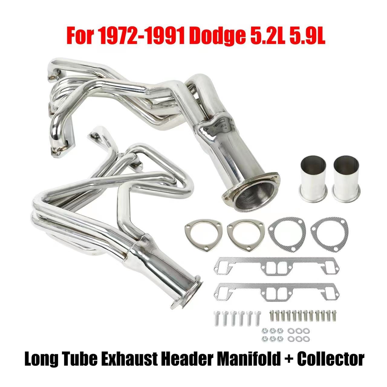 Exhaust Headers for 1972-1991 Dodge Pair 4-1 Long Tube V85.2L 5.9L Dynofit