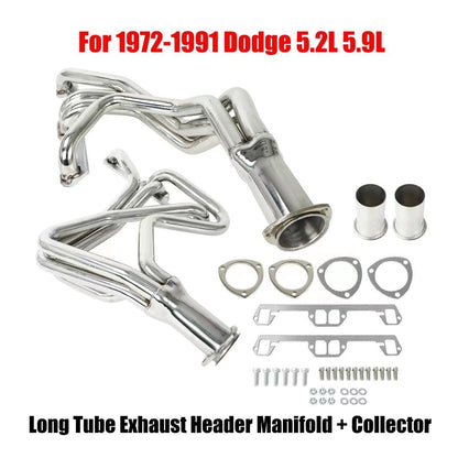 Exhaust Headers for 1972-1991 Dodge Pair 4-1 Long Tube V85.2L 5.9L Dynofit