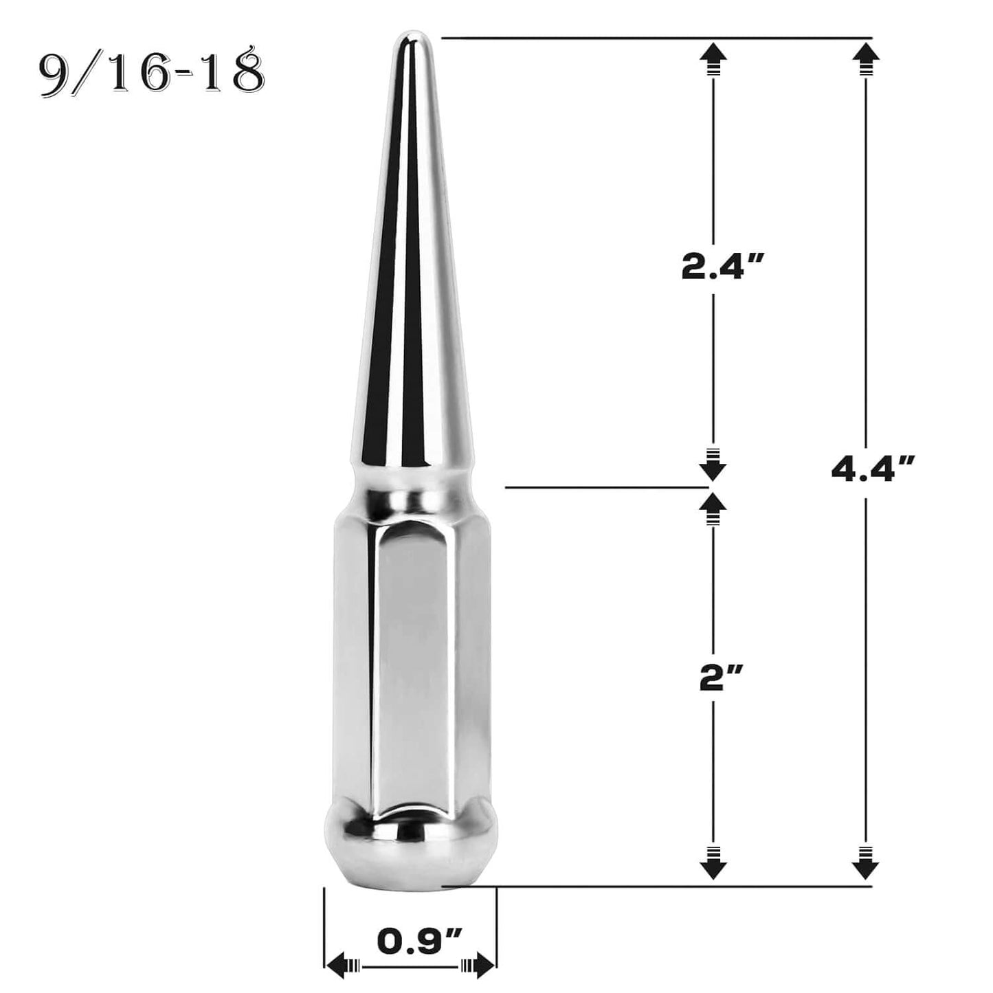 32pc 9/16-18 Spike Lug Nuts Set for 1994-2011 Dodge Ram 1500/2500/3500 & 1988-1998 Ford F250/F350