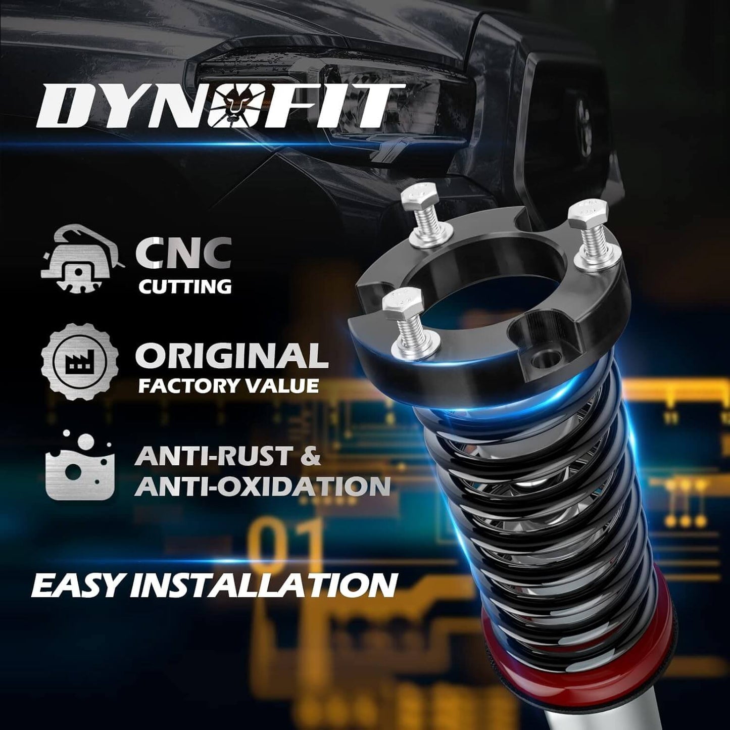 Dynofit 2" Front Leveling Lift Kit for 2005-2023 Toyota Tacoma 2003-2024 4Runner
