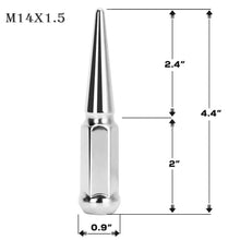 Spiked Lug Nuts M14x1.5 24pcs+1key Cone Seat For Chevy Ford Jeep