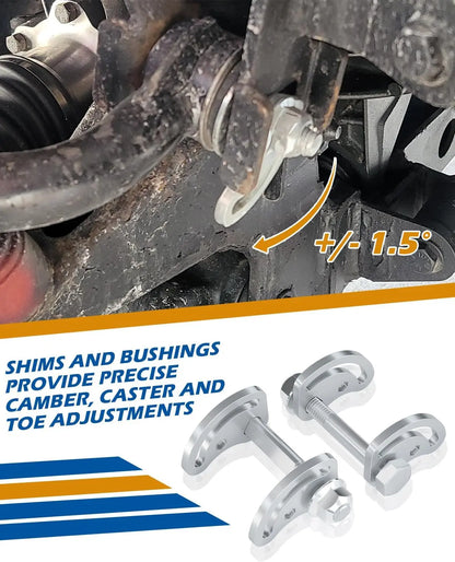 Dynofit Camber Bolt Kit for Chevy Silverado GMC Sierra 1500 2500 Alignment Camber Caster Adjusting Bolt