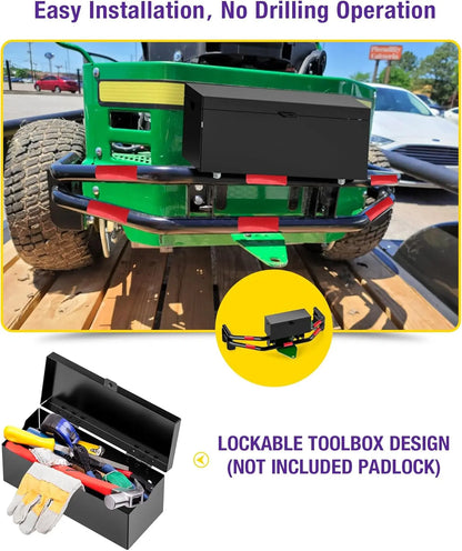 ne-Piece Rear Bumper Hitch with Toolbox for John Deere Z235 Z255 Z335E Z335M Z345M Z345R Z355E Z375R BM2448, Heavy Duty Zero Turn Mower Trailer Hitch Accessory