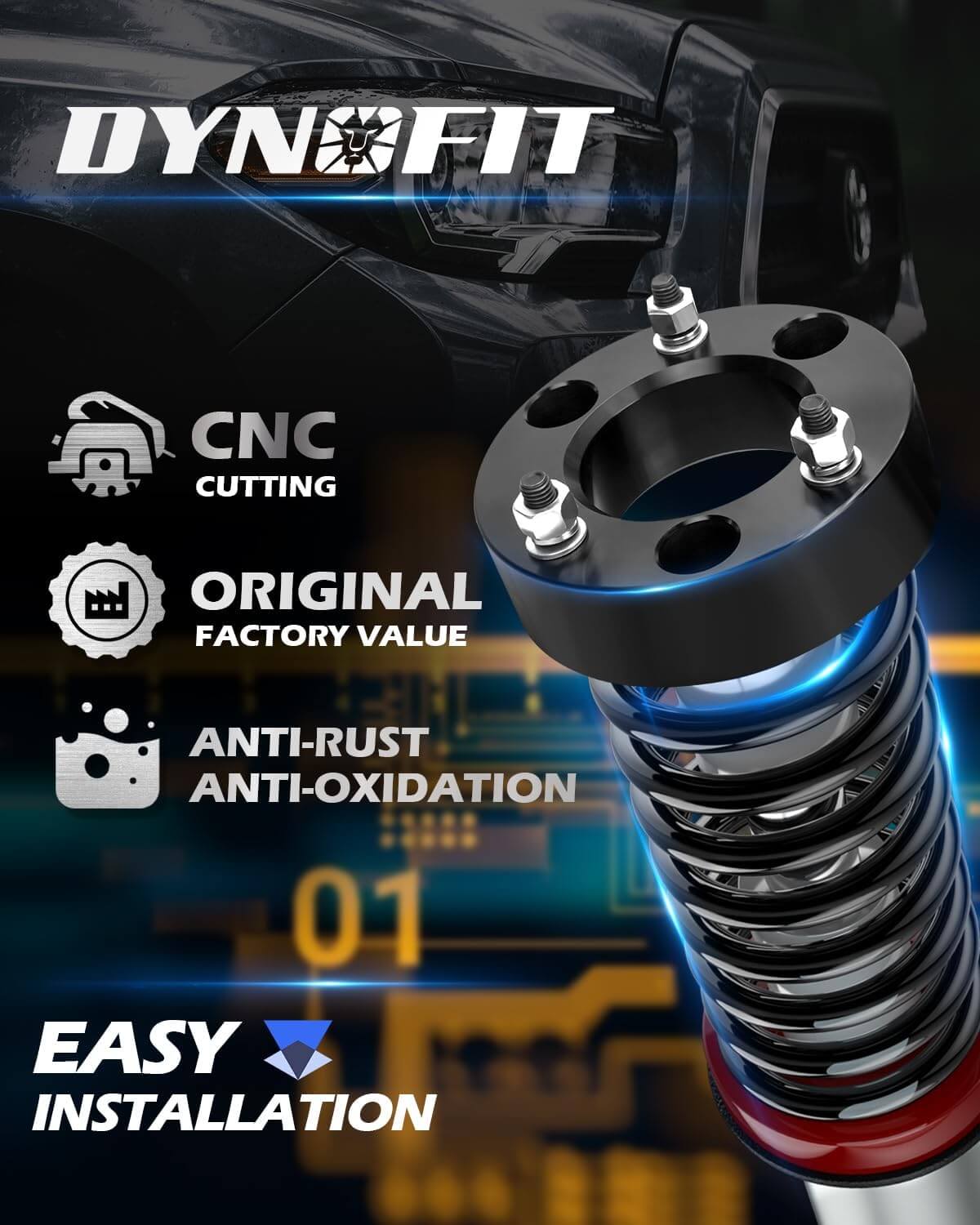 Dynofit 2.5" Front Leveling Lift Kit for 2004-2025 Ford F150 Easy Installation