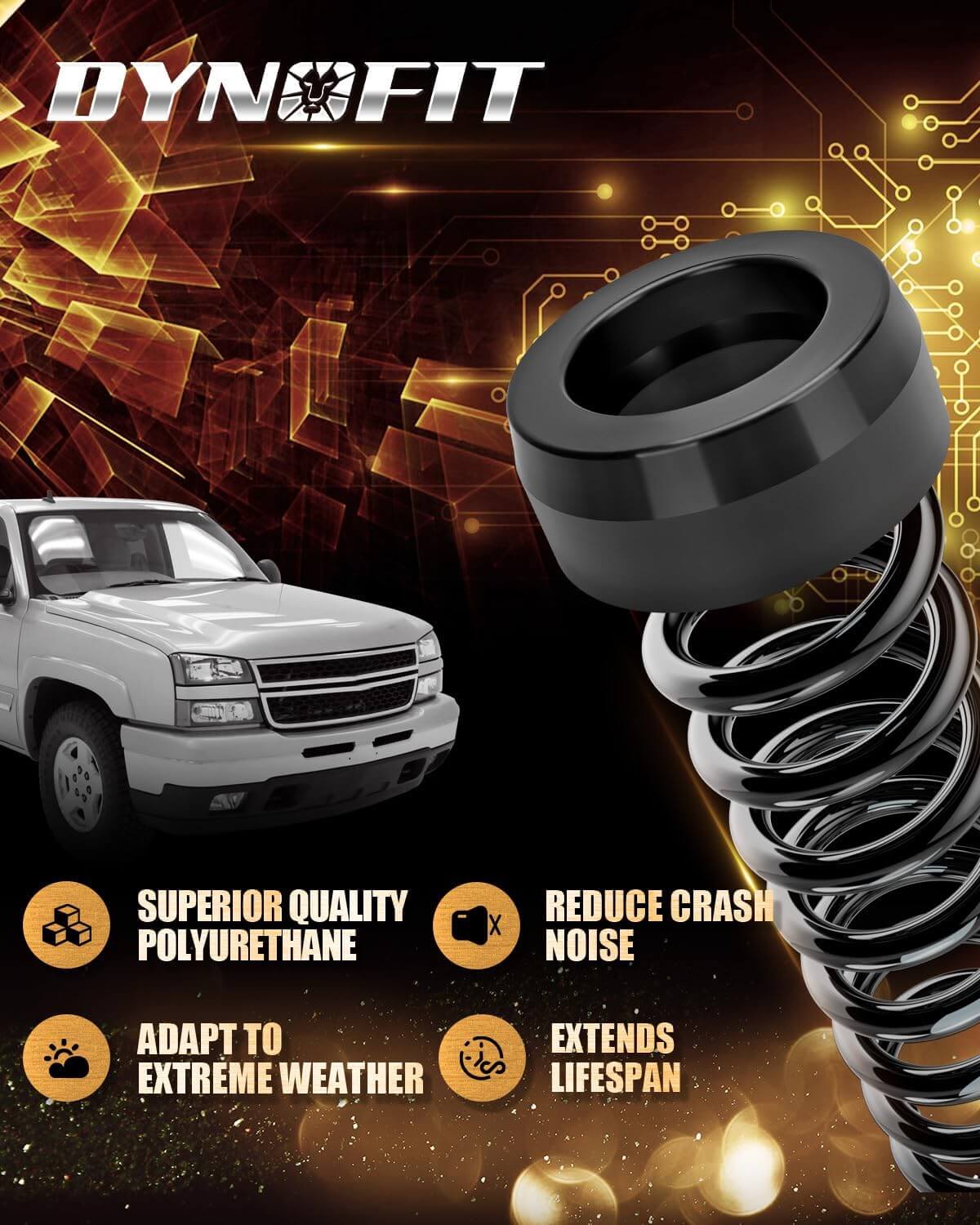Dynofit 3" Front Leveling Lift Kit for 1999-2006 Chevy Silverado 1500 / GMC Sierra 1500 Features