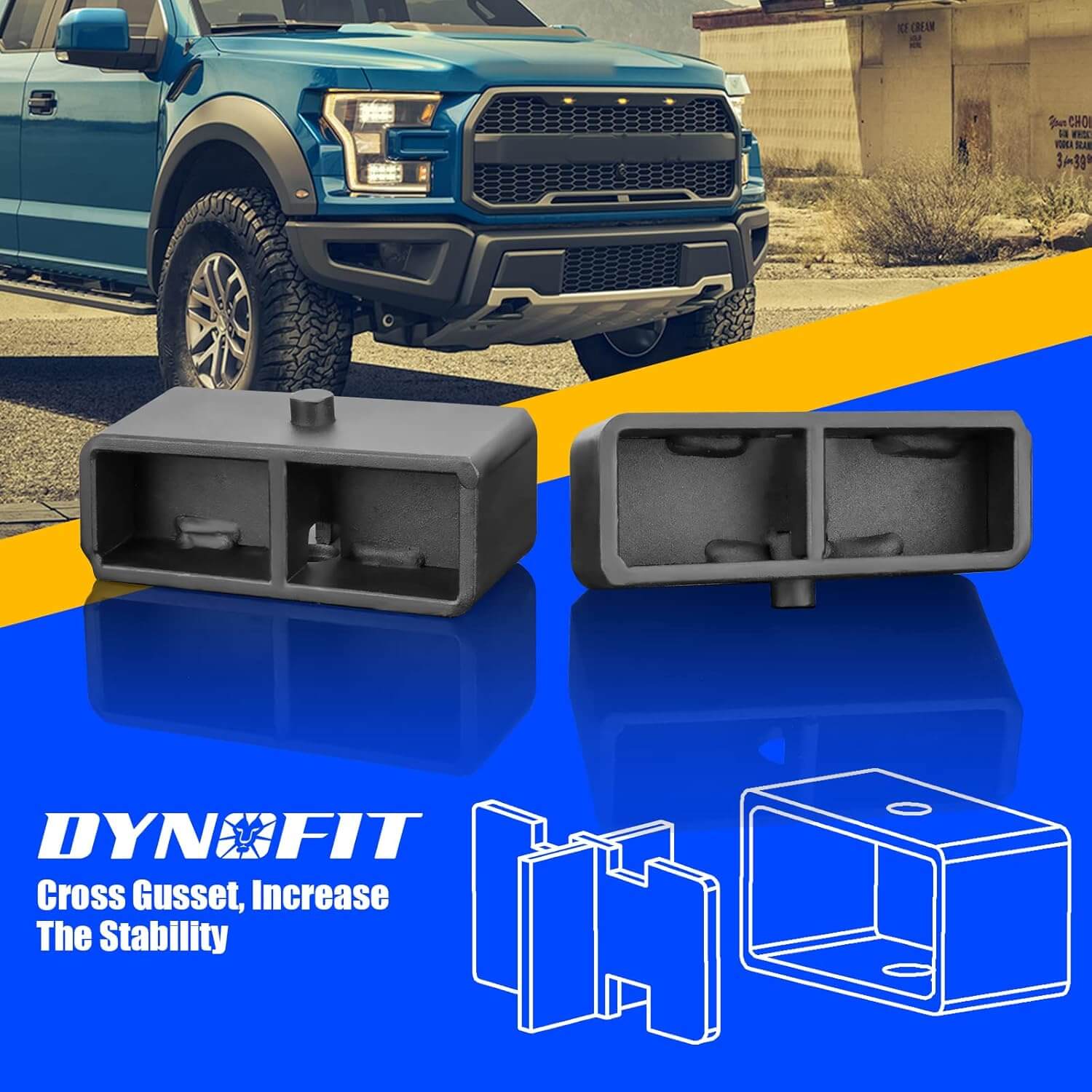 Dynofit 2" Rear Lift Block Kits for 2007-2024 Chevy Silverado 1500 GMC Sierra 1500