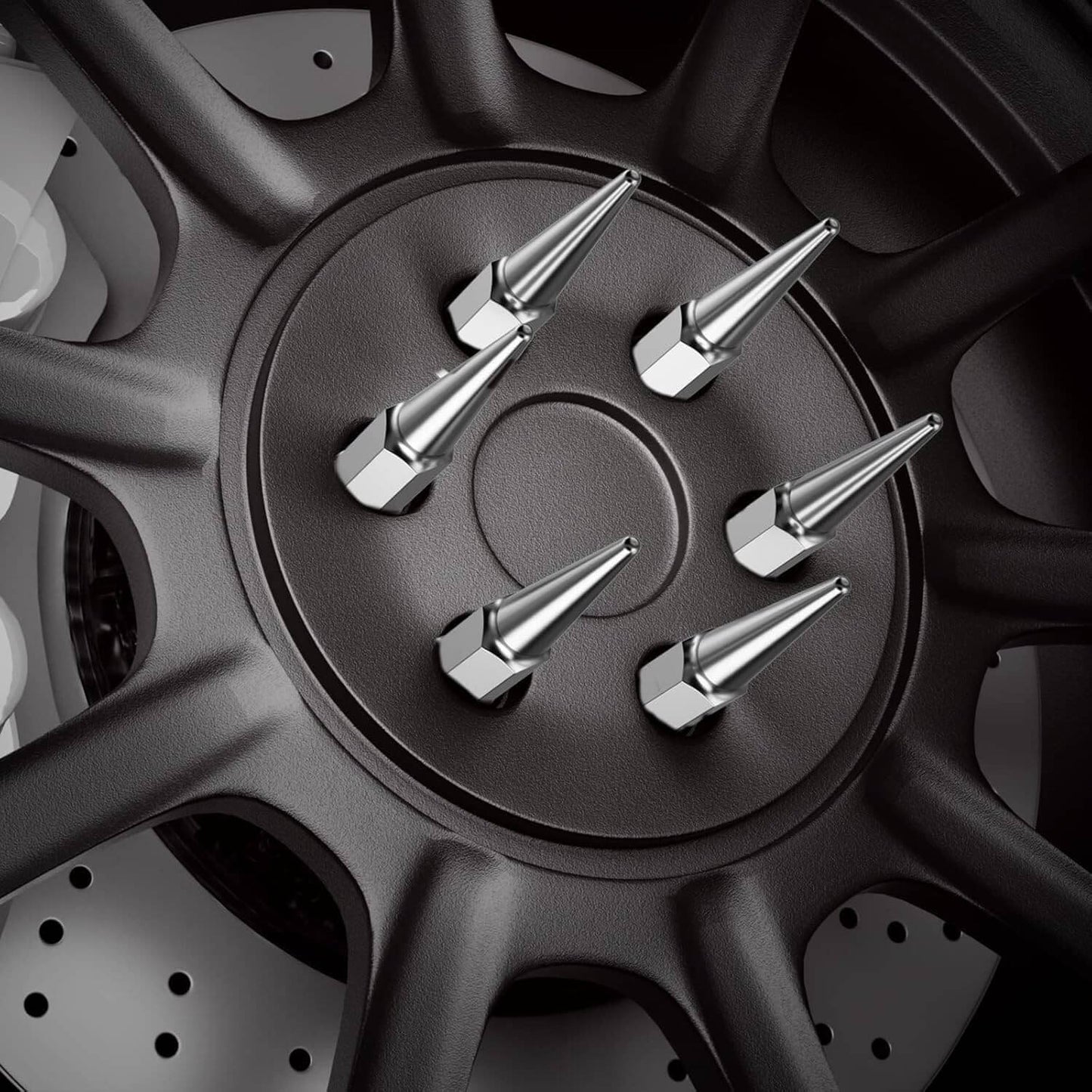 Spiked Lug Nuts M14x1.5 24pcs+1key Cone Seat For Chevy Ford Jeep