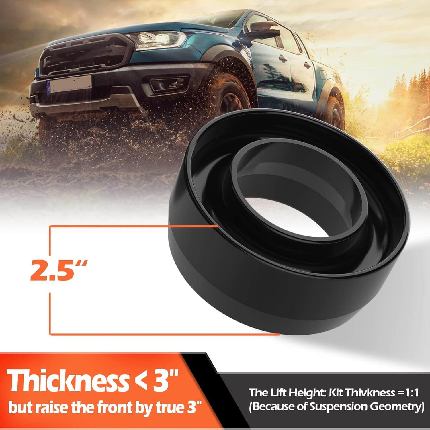 3" Front Leveling Lift Kit for 1994-2018 Dodge Ram 1500/2500/3500 2WD Thickness