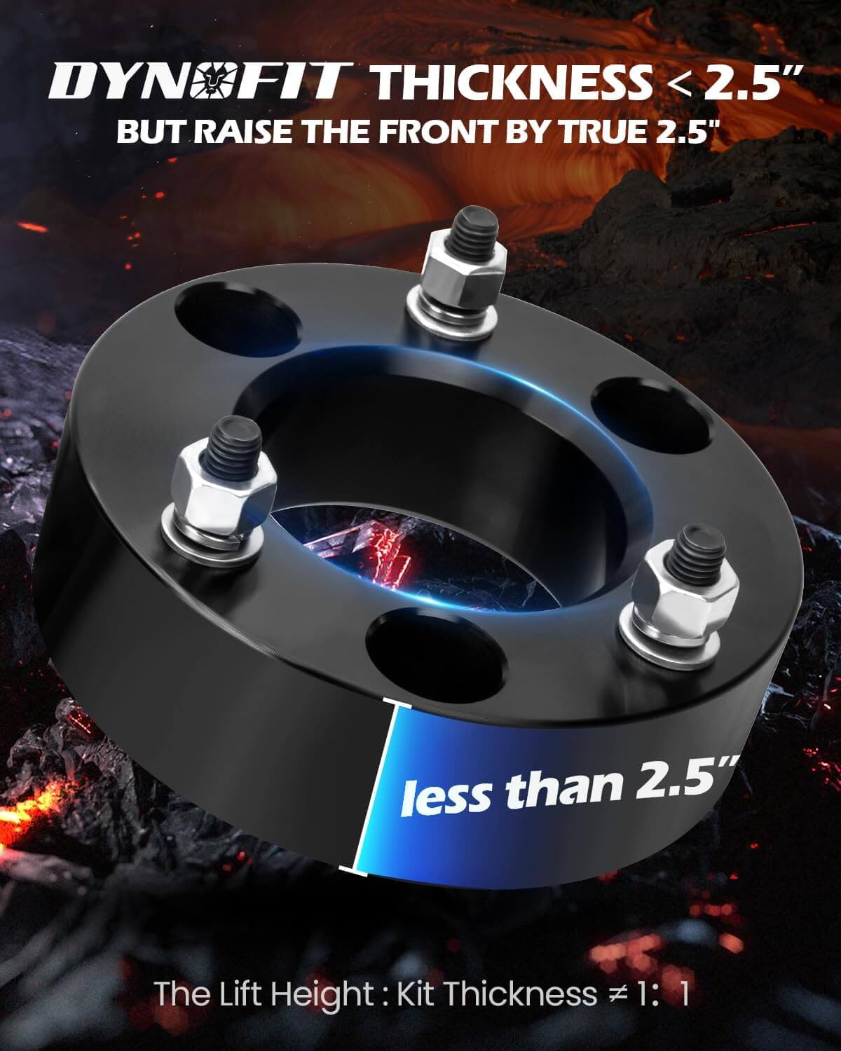 Dynofit 2.5" Front Leveling Lift Kit for 2004-2025 Ford F150 Thickness