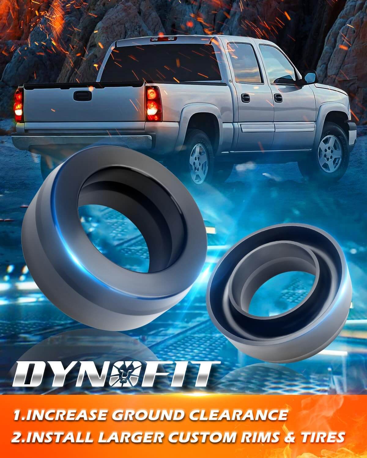 Dynofit 3" Front Leveling Lift Kit for 1999-2006 Chevy Silverado 1500 / GMC Sierra 1500