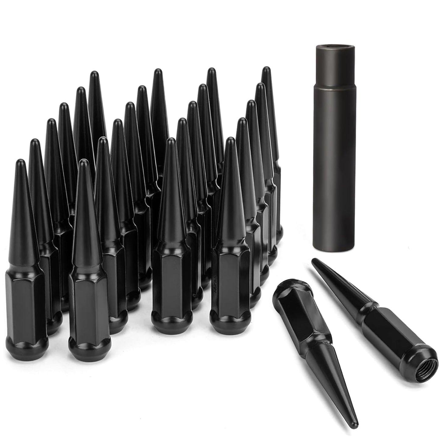 Spiked Lug Nuts M14x1.5 24pcs+1key Cone Seat For Chevy Ford Jeep