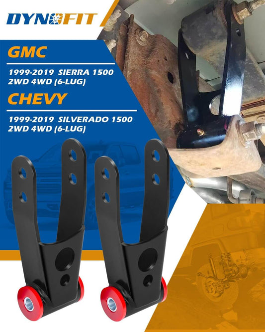 Dynofit 1-2" Adjustable Rear Drop Shackles Kit for 1999-2018 Chevy Silverado 1500/GMC Sierra 1500 Fitment
