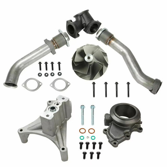 Exhaust Bellowed Up-Pipe Kit and Turbo Pedestal EBP Valve Delete for 1999–2003 7.3L Ford Powerstroke Diesel