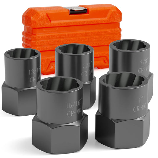 Dynofit 5-Piece Bolt Extractor Set, 1/2-Inch Drive, 19–25 mm