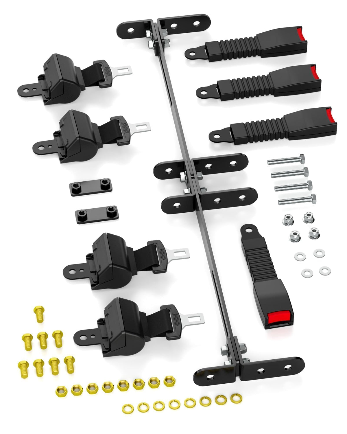 Dynofit Golf Cart Seat Belt Kit with Bracket, 42-Inch Belts, 4-Pack