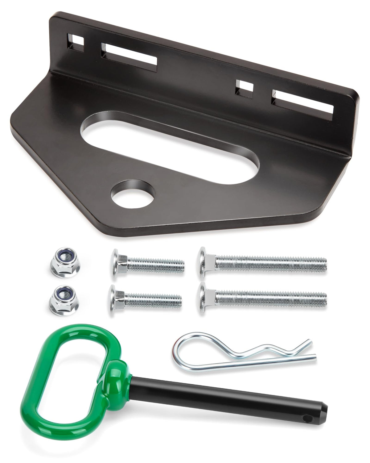 Dynofit Lawn Mower Hitch Plate with Green 1/2-Inch Pin, Black