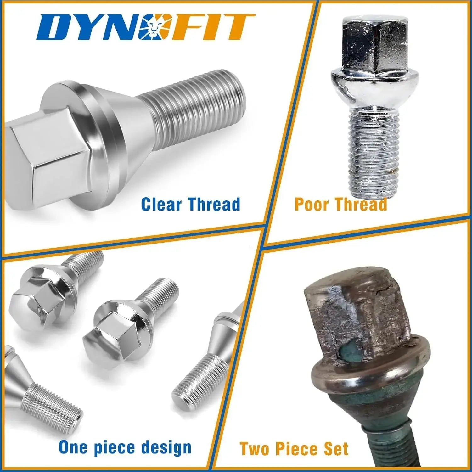 Dynofit 20PCS M12x1.25 Wheel Lug Bolts for 2015+ Jeep Renegade 2023+ Dodge Hornet