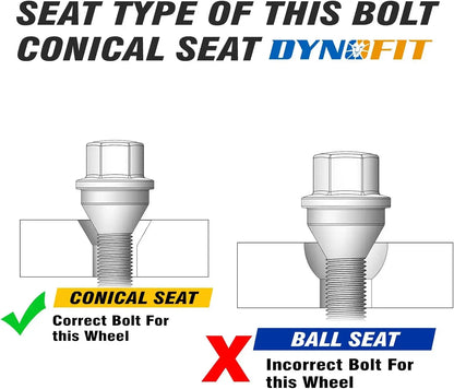 Dynofit 20PCS M12x1.25 Wheel Lug Bolts for 2015+ Jeep Renegade 2023+ Dodge Hornet Seat Type of This blot