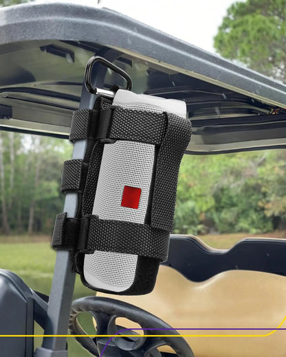Upgraded Portable Bike & Golf Cart Speaker Mount – Adjustable Strap Fits JBL Charge 5, Compatible with EZGO Club Car Yamaha, ATV, UTV, Boat Railing