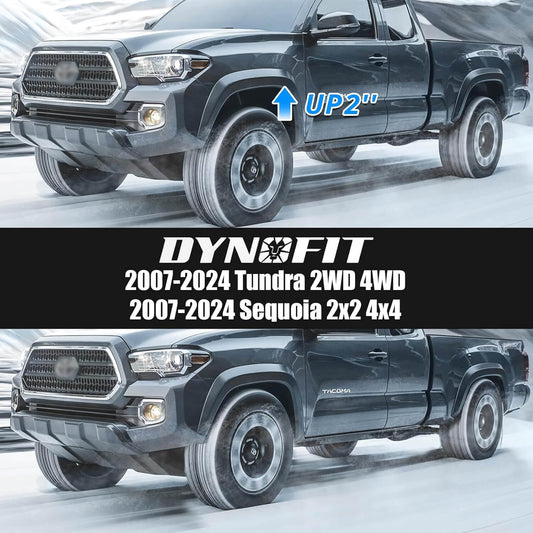 Dynofit 2" Front Leveling Lift Kit for 2007-2024 Toyota Tundra Sequoia before and after