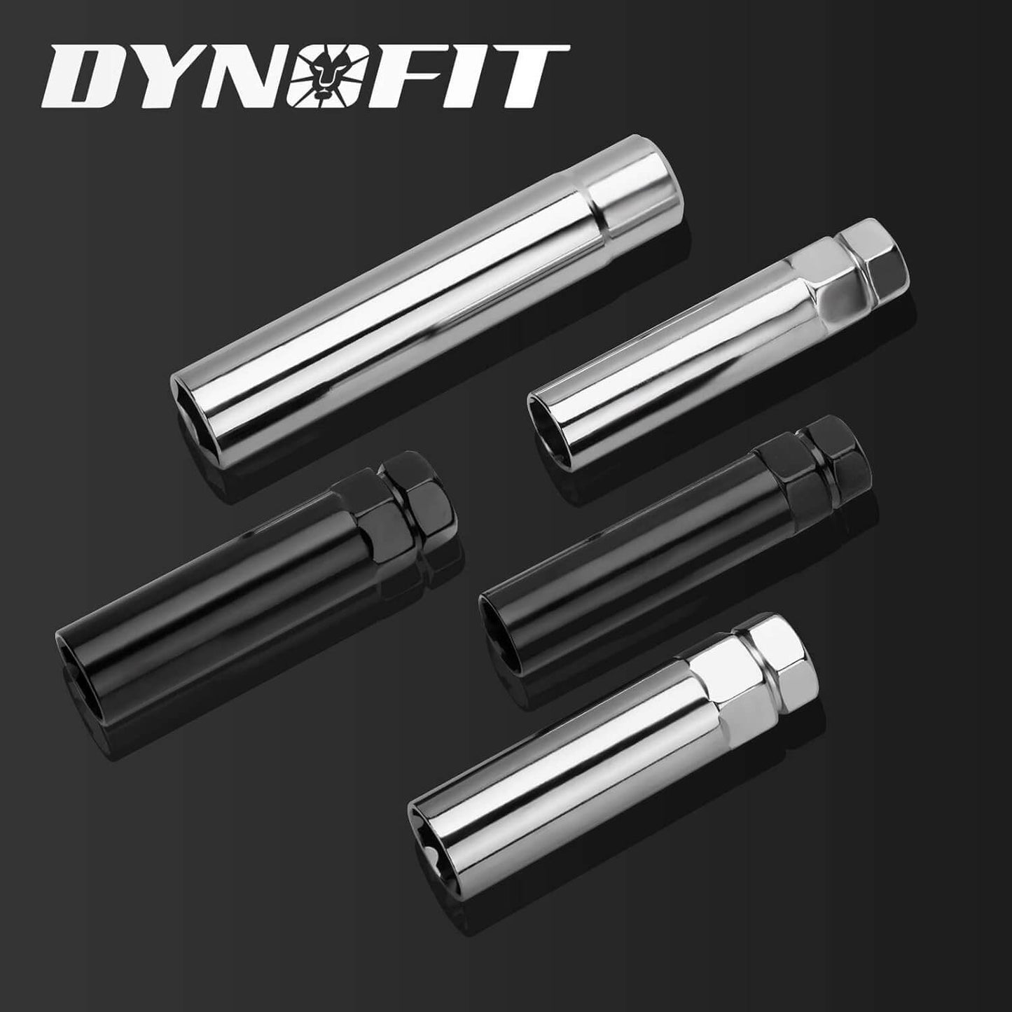 Dynofit Universal Spike Lug Nut Socket Key Set with 19mm Hex For 14x1.5 14x1.75 14x2.0 1/2-20 9/16-18 Socket Keys