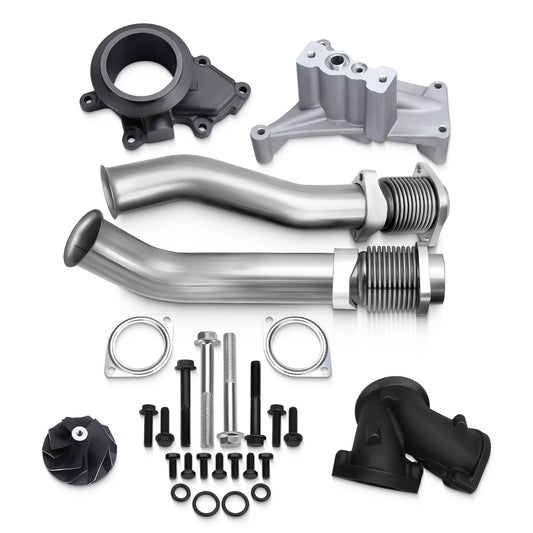 Exhaust Bellowed Up-Pipe Kit and Turbo Pedestal EBP Valve Delete for 1999–2003 7.3L Ford Powerstroke Diesel