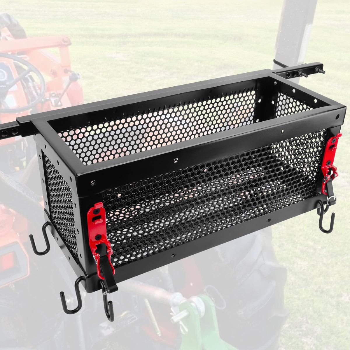 Dynofit Tractor ROPS Tool Basket with 6 Hooks & Mounting Clamps