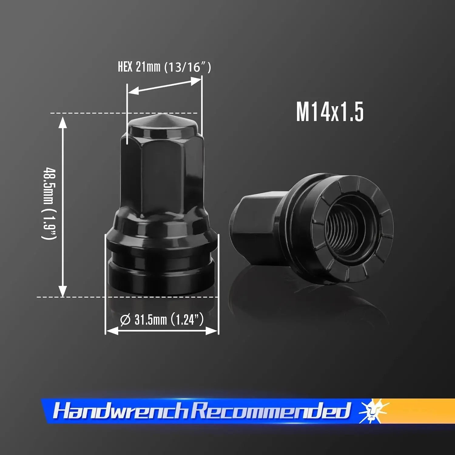 Dynofit 32PCS M14x1.5 Lug Nuts for 2017-2024 Ford F250 F350 Size