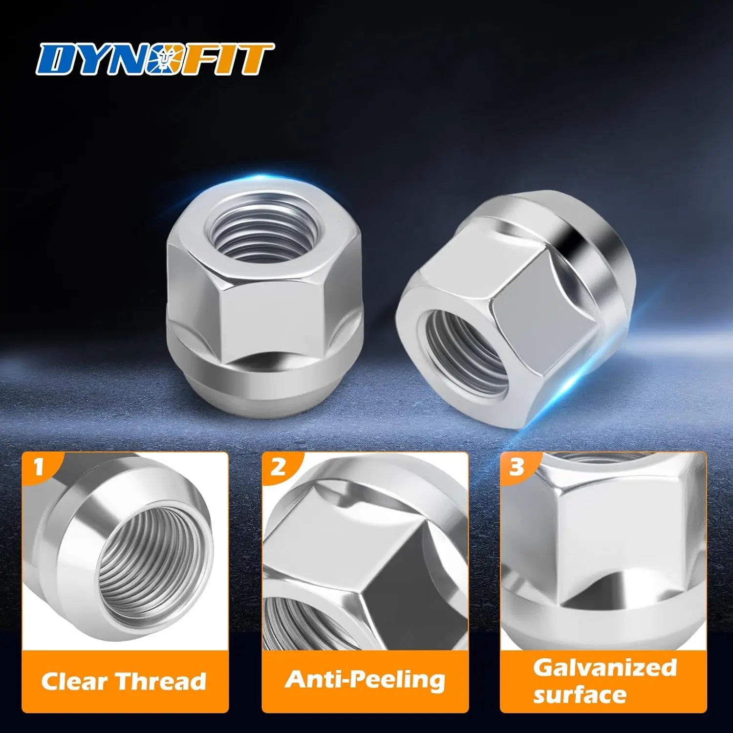 Dynofit 20PCS M12x1.5 Open End Lug Nuts for Ford Focus Escape Honda Accord Detail
