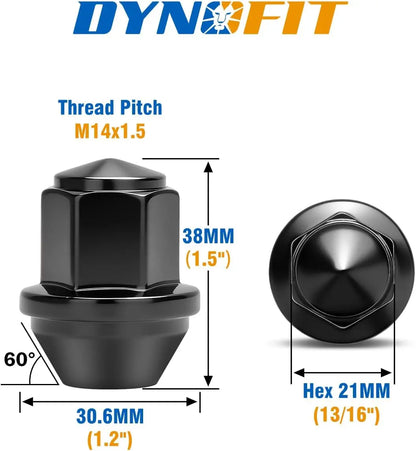 Dynofit 20PCS M14x1.5 Wheel Lug Nuts for Ford Mustang Explorer Edge Size