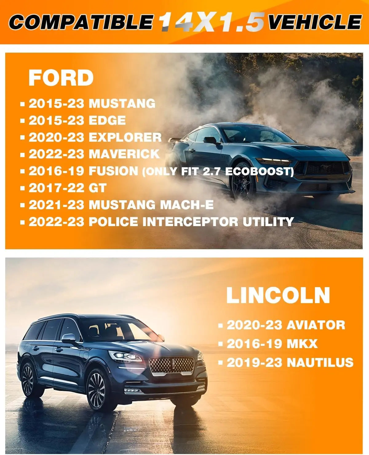 Dynofit 20PCS M14x1.5 Wheel Lug Nuts for Ford Mustang Explorer Edge Fitment