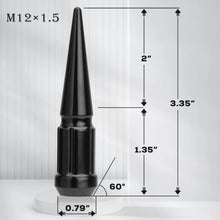 Dynofit M12x1.5 Wheel Spike Lug Nuts 3.35" Tall 20pcs+1key Size