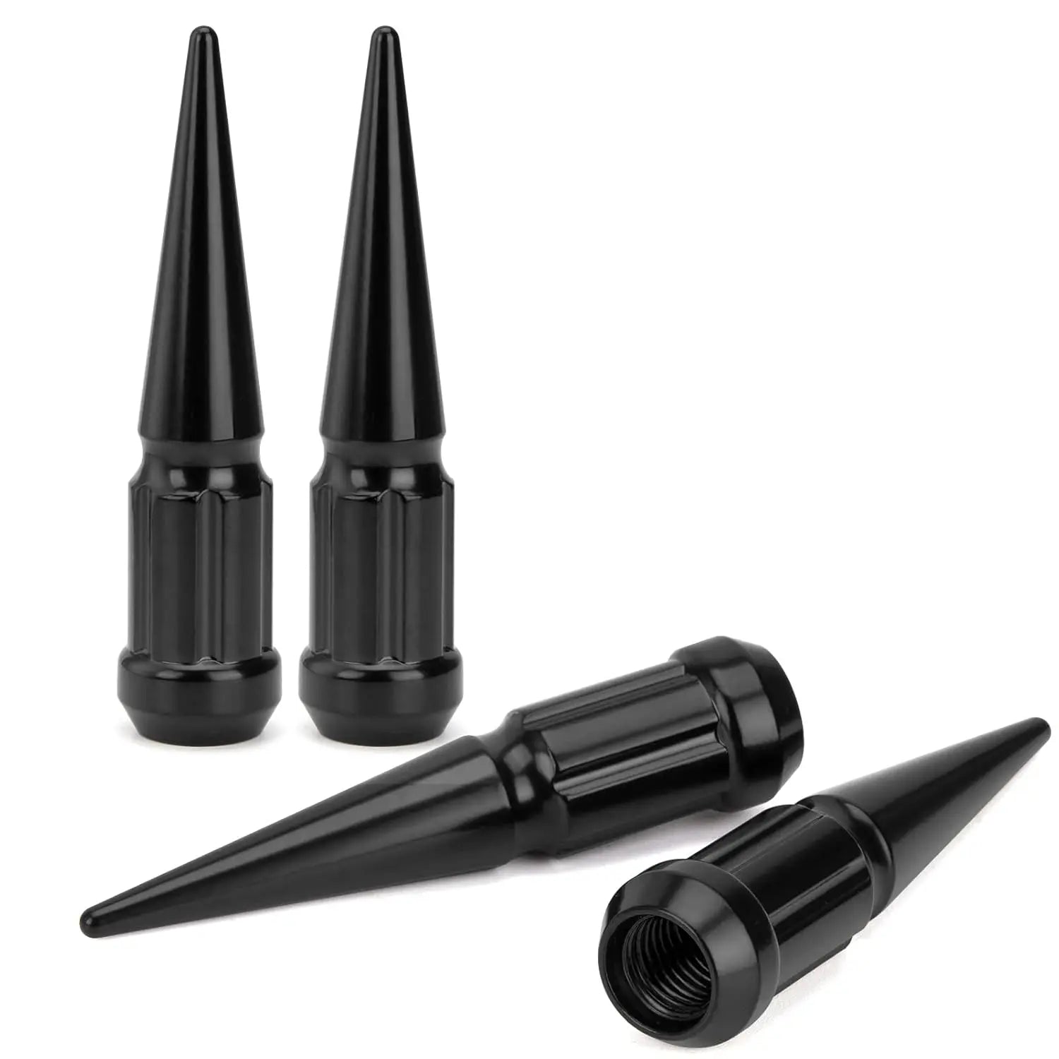 Dynofit 4PCS M12x1.5 Wheel Spike Lug Nuts Compatible with Acura Honda Chevy Black