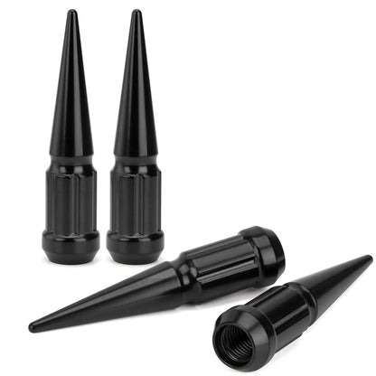 Dynofit 4PCS M12x1.5 Wheel Spike Lug Nuts Compatible with Acura Honda Chevy Black
