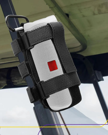 Upgraded Portable Bike & Golf Cart Speaker Mount – Adjustable Strap Fits JBL Charge 5, Compatible with EZGO Club Car Yamaha, ATV, UTV, Boat Railing