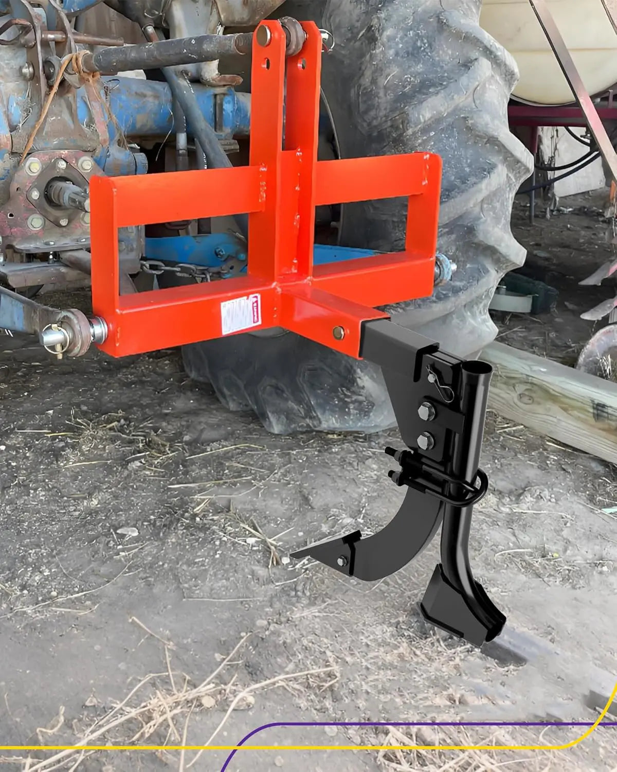 3-Point Hitch Pipe Layer Attachment – Fits Ripper Shank Plow, Light Duty Subsoiler for ATV/UTV/Tractor, Max 1.18" Dia, Includes 2 U-Bolts