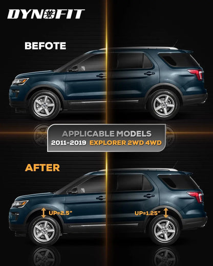 Dynofit 2.5" Front and 1.25" Rear Full leveling Lift Kit for 2011-2019 Ford Explorer Fitment
