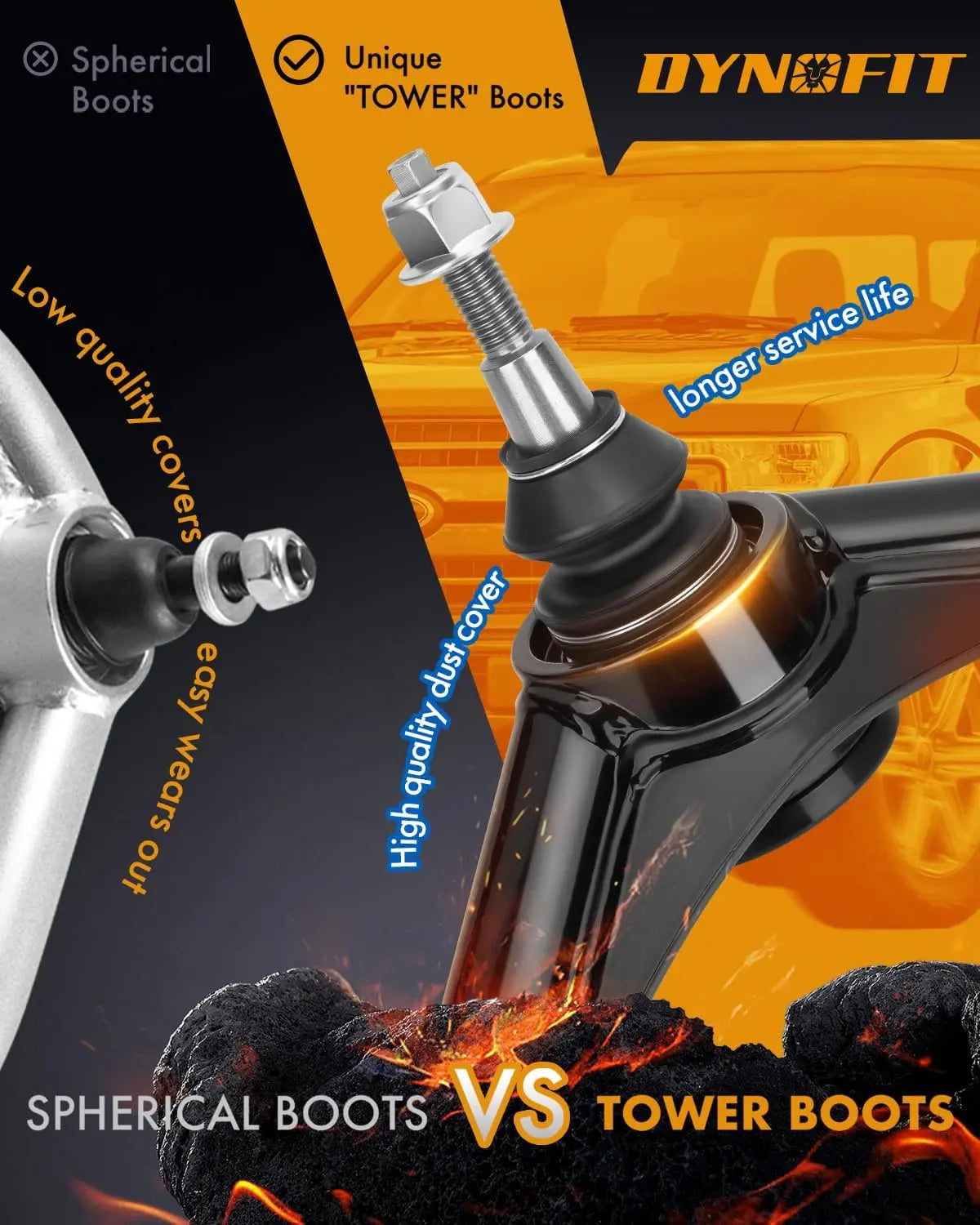 2-4" Upper Control Arms for 2011-2019 Chevy Silverado GMC Sierra 2500HD 3500HD Boots