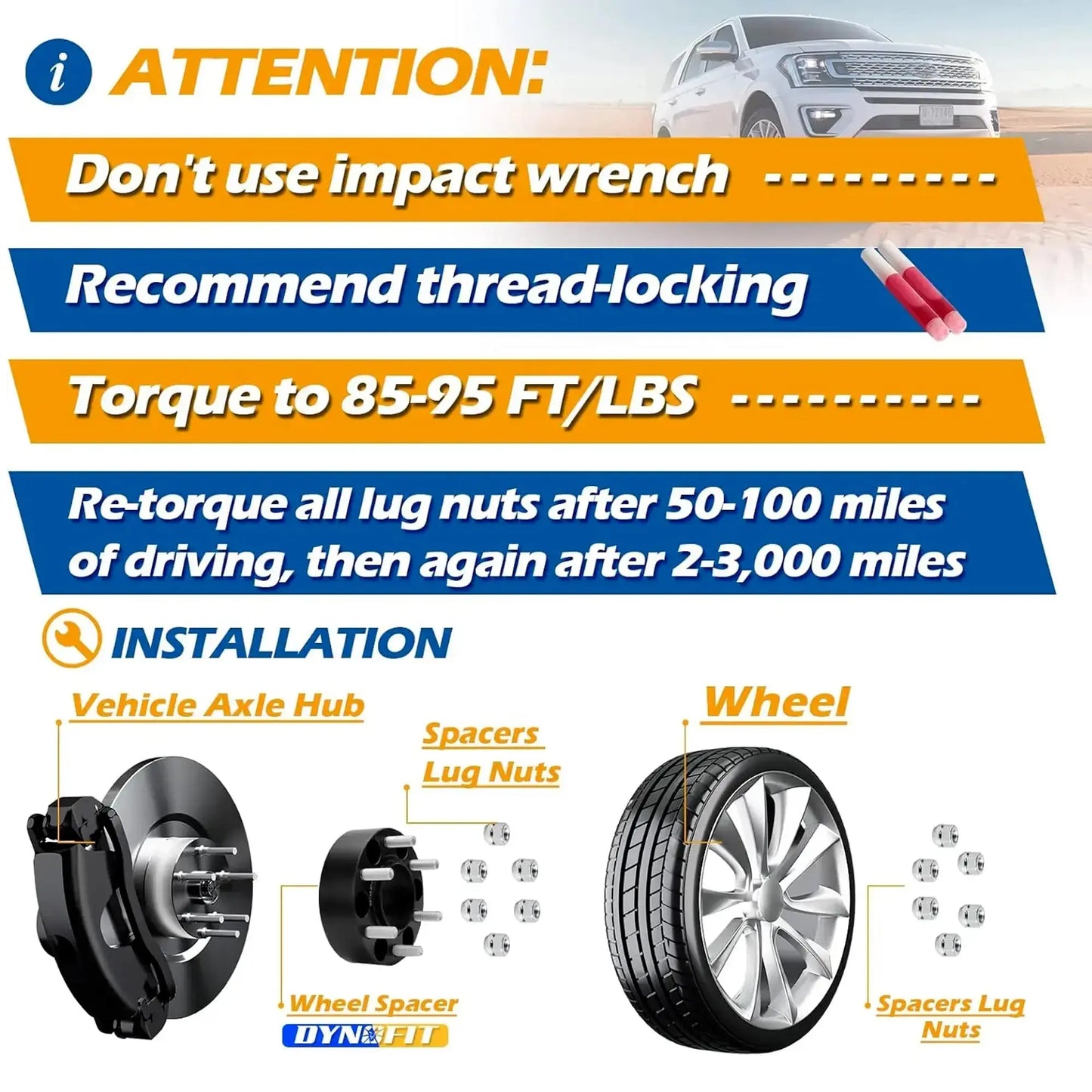1.5" and 2" 6x135 Hub Wheel Spacers for 2015-2025 Ford F150 Expedition Lobo