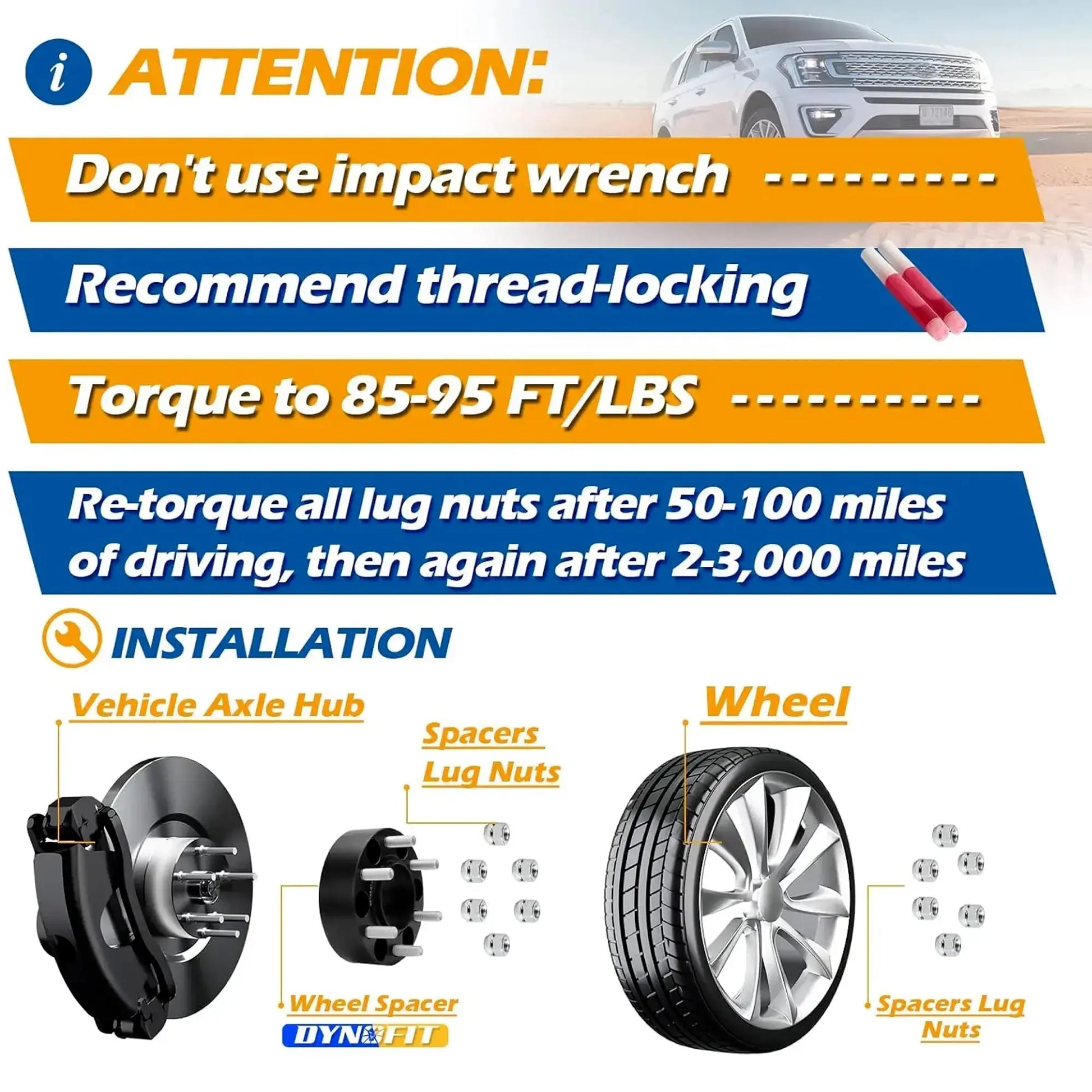 1.5" and 2" 6x135 Hub Wheel Spacers for 2015-2025 Ford F150 Expedition Lobo