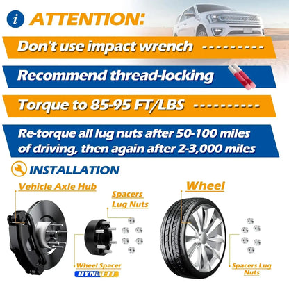 1.5" and 2" 6x135 Hub Wheel Spacers for 2015-2025 Ford F150 Expedition Lobo