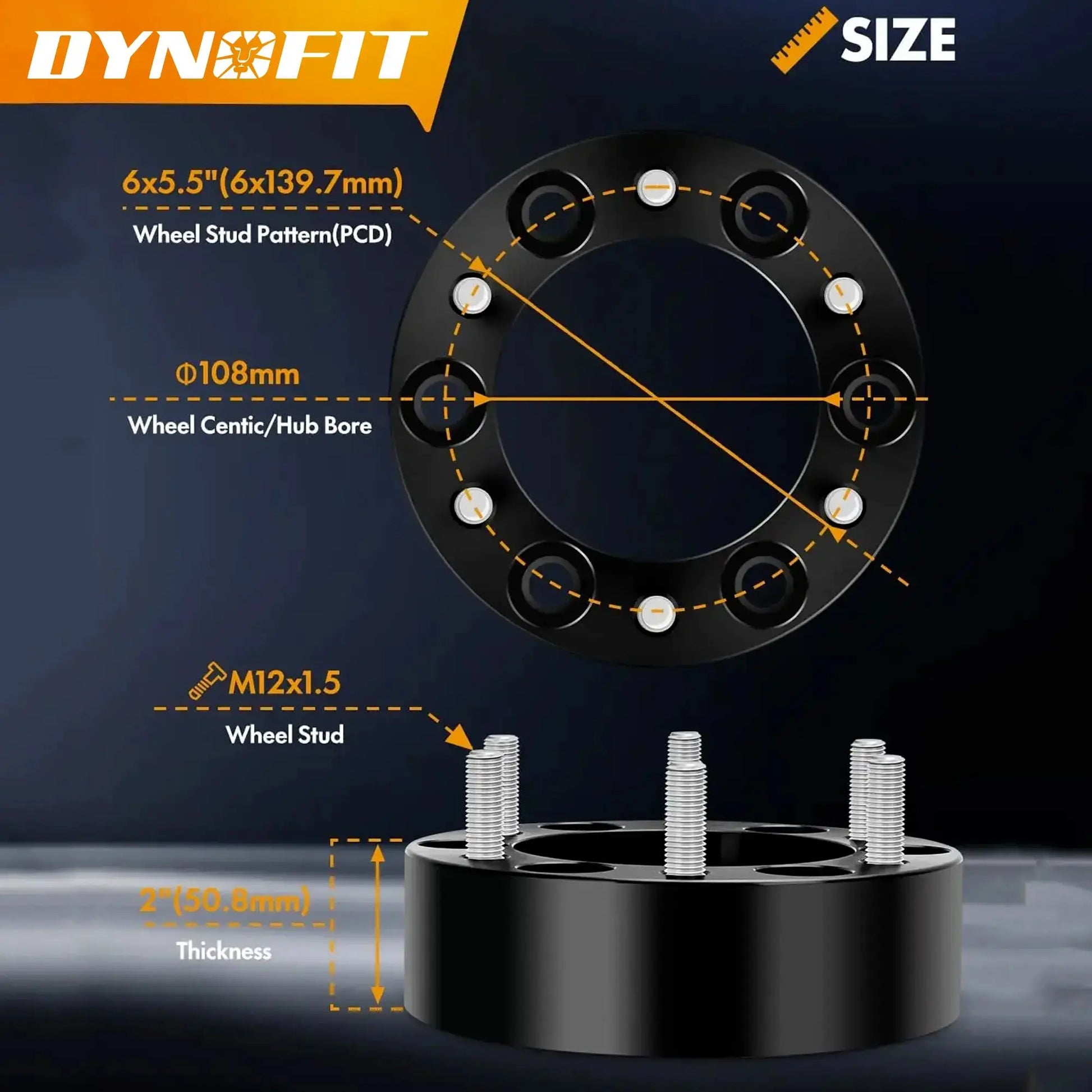 2" 6x5.5 Wheel Spacers for Toyota 4Runner Tacoma FJ Cruiser Isuzu M12x1.5