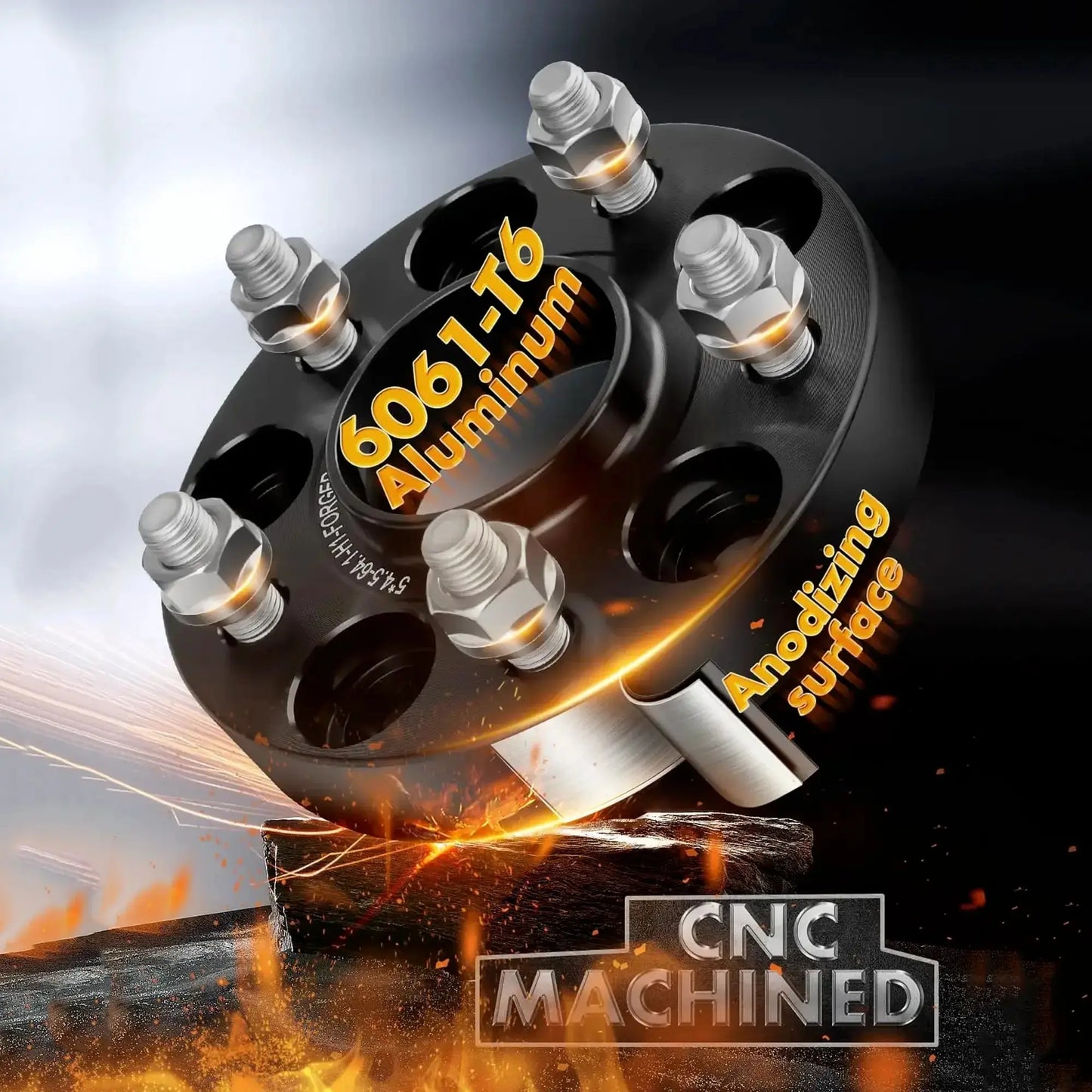 Dynofit CNC machined aluminum wheel hub with bolts and 6061-T6 Aluminum