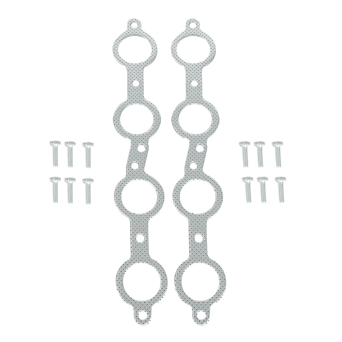 Stainless steel exhaust gaskets and  bolts included in the LS headers kit for 1960s-1987 Chevy and Pontiac LS V8 installations.