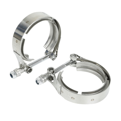 Stainless steel exhaust T-bolt clamps included in the LS headers kit for 1960s-1987 Chevy and Pontiac LS V8 installations.