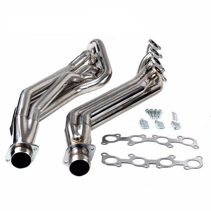 Dynofit polished long tube exhaust headers 2PC set for 2011 - 2016 Ford Mustang GT 5.0L V8 (2WD only)