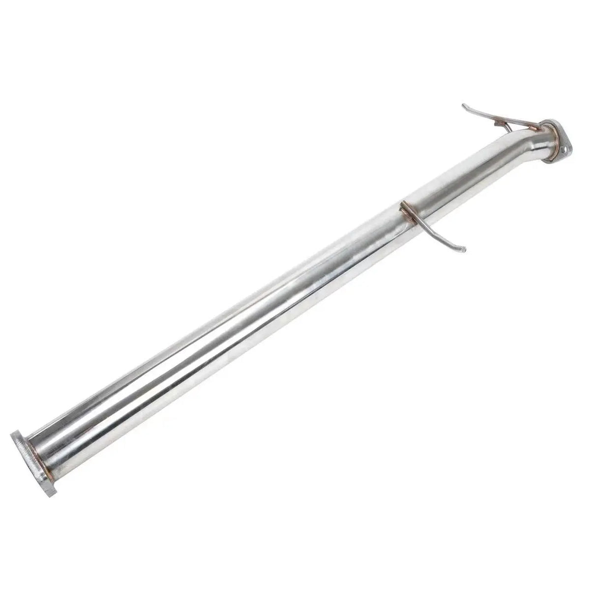 Full-length view of the N1 catback exhaust pipe with hangers designed for 1990–1997 Mazda Miata MX-5 / Eunos 1.6L and 1.8L.